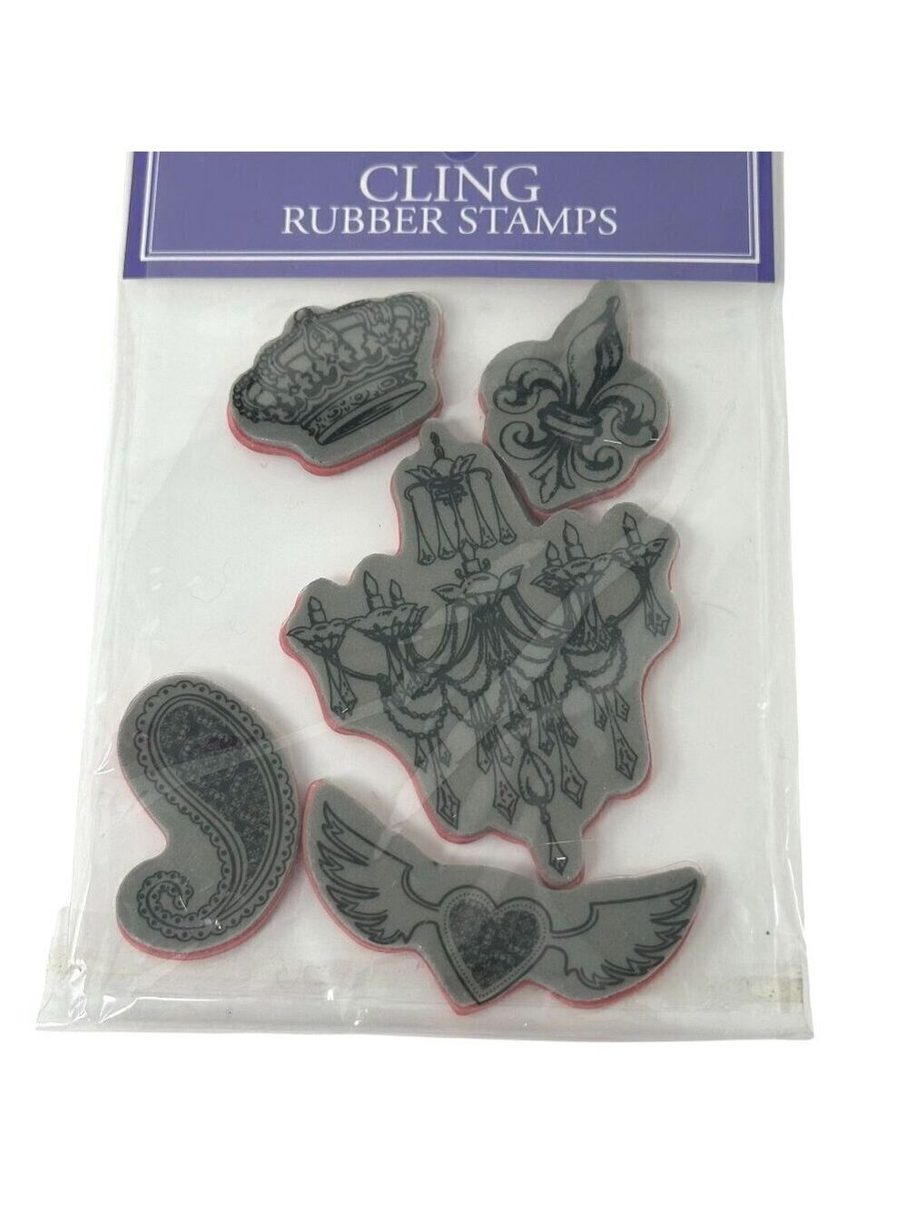Stampabilities Ornate Icons Cling Rubber Stamp Set Crown Fleur Chandelier Wing H